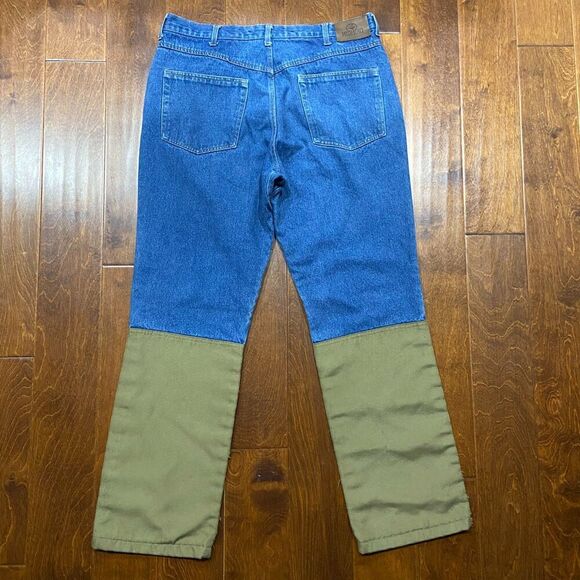 Redhead Vintage Outdoors Hunting Denim Blue Jeans With Tan Chaps Men's 36 x 32 - Picture 5 of 10